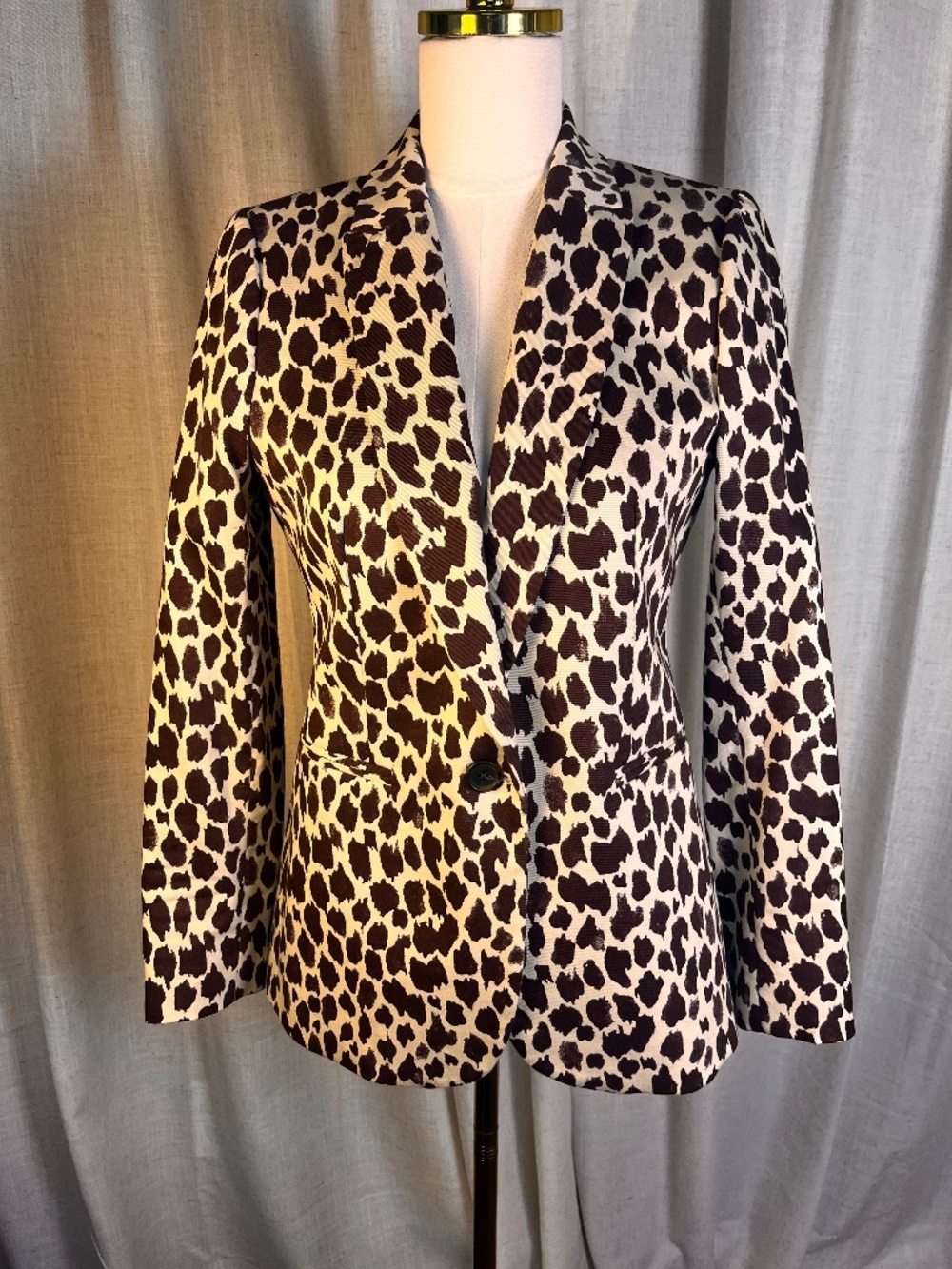 J Crew Brown Creme  Animal Print Blazer - Size 6 - NWT